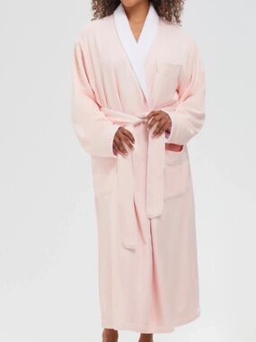 Monarch Cypress Luxe Microfiber Long Shawl Robe in Pink Size Medium Brand New!